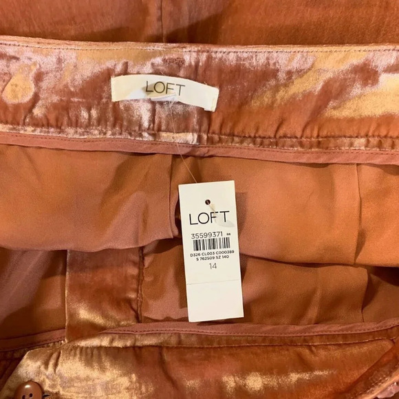 Loft Women's Peyton Velvet Flat Front Belted Straight Leg Pants Size 14 NWT - Picture 6 of 16